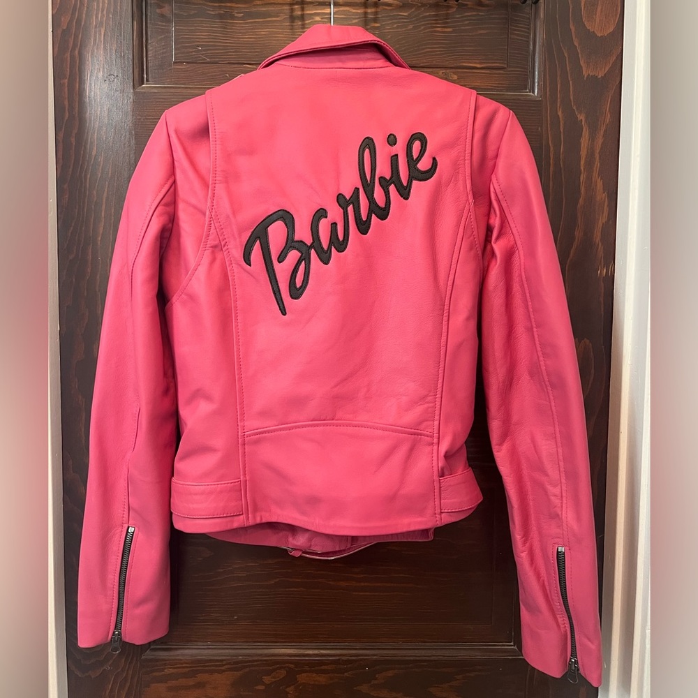 Womens Barbie Doll Pink Leather Jacket